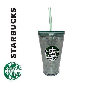 STARBUCKS 16 OZ PLASTIC TUMBLER CUP WITH STRAW & LID HOLIDAY COFFEE T…
